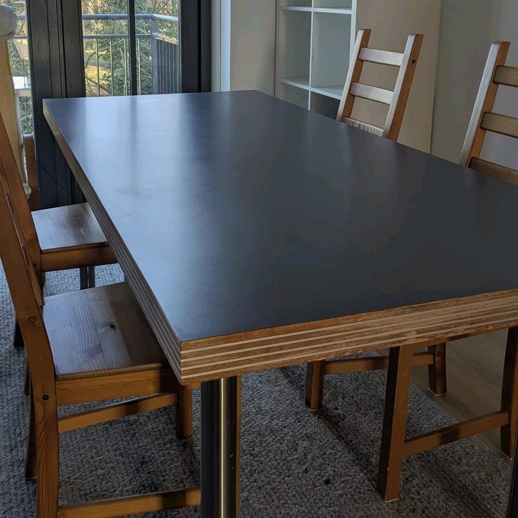 Stevige onderhoudsvrije eettafel 90x200 cm, Huis en Inrichting, Tafels | Eettafels, Overige houtsoorten, Gebruikt, Straks, design