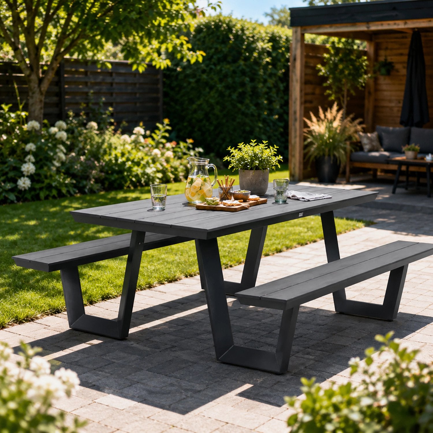 Nieuwe aluminium picknickbank, Ophalen, Zo goed als nieuw, Rechthoekig, Aluminium