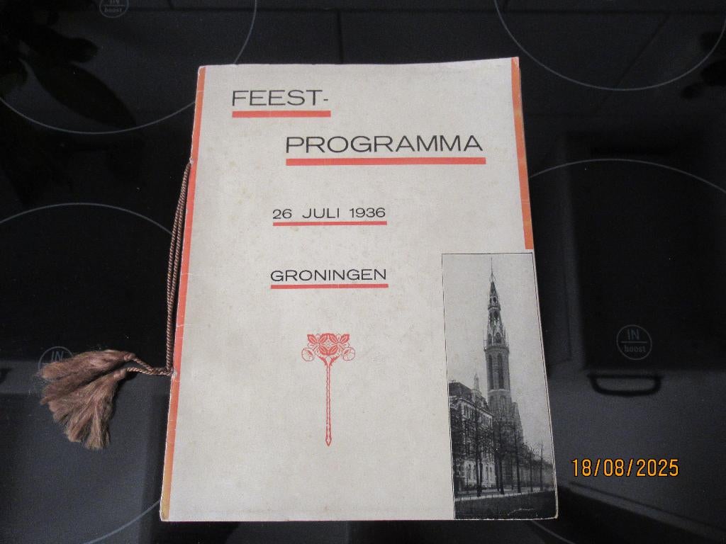 FEESTPROGRAMMA- GRONINGEN- PRIESTER - REINIER DE HOSSON-1936, Boeken, Geschiedenis | Stad en Regio, Zo goed als nieuw, 20e eeuw of later