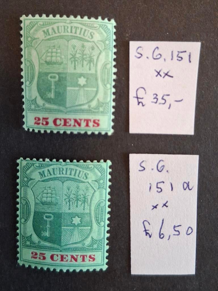Engelse kolonie Mauritius S.G. 151 en 151a postfris, Verzenden, Midden-Oosten