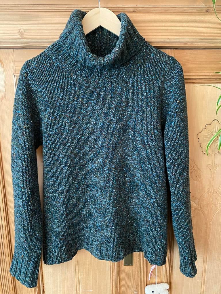 Fisherman out of Ireland merinowollen trui blauw/groen, Ophalen of Verzenden, Zo goed als nieuw, Maat 38/40 (M), Blauw