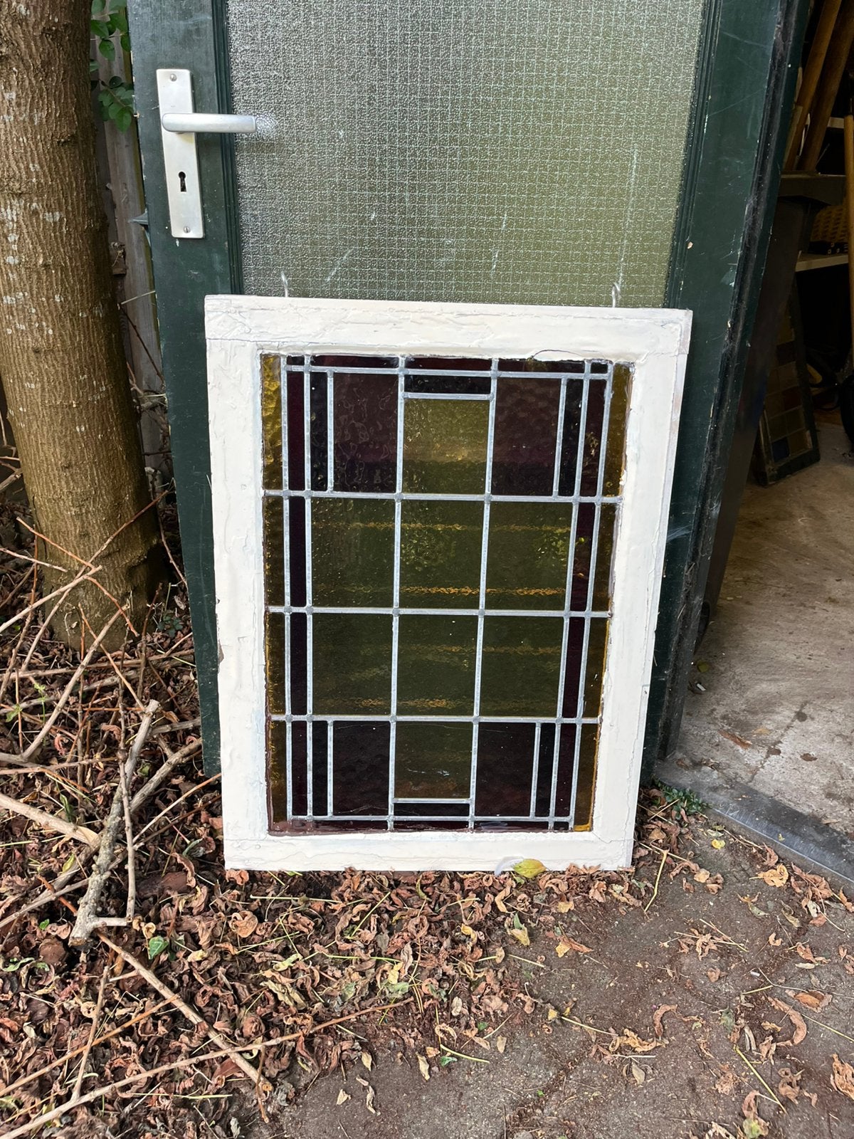 Glas in lood raam, Ophalen, Gebruikt