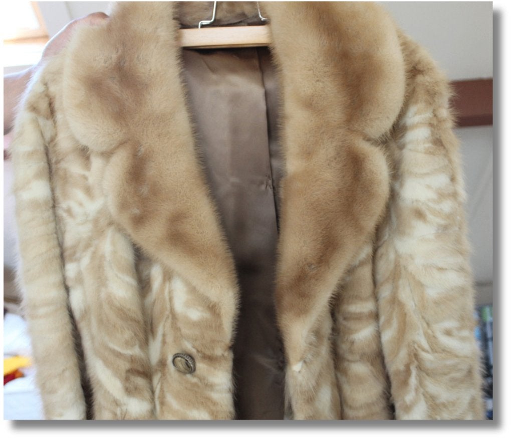 Vintage Echte Nertsbont Jas (Pearl Mink) - Maat M / L, Ophalen, Zo goed als nieuw, Maat 38/40 (M), Overige kleuren