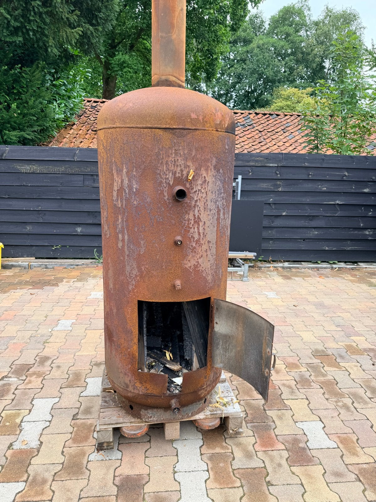 Grote Vuurton / Houtkachel - 160cm hoog, 60cm doorsnede, Tuin en Terras, Vuurkorven, Ophalen, Gebruikt, Vuurton