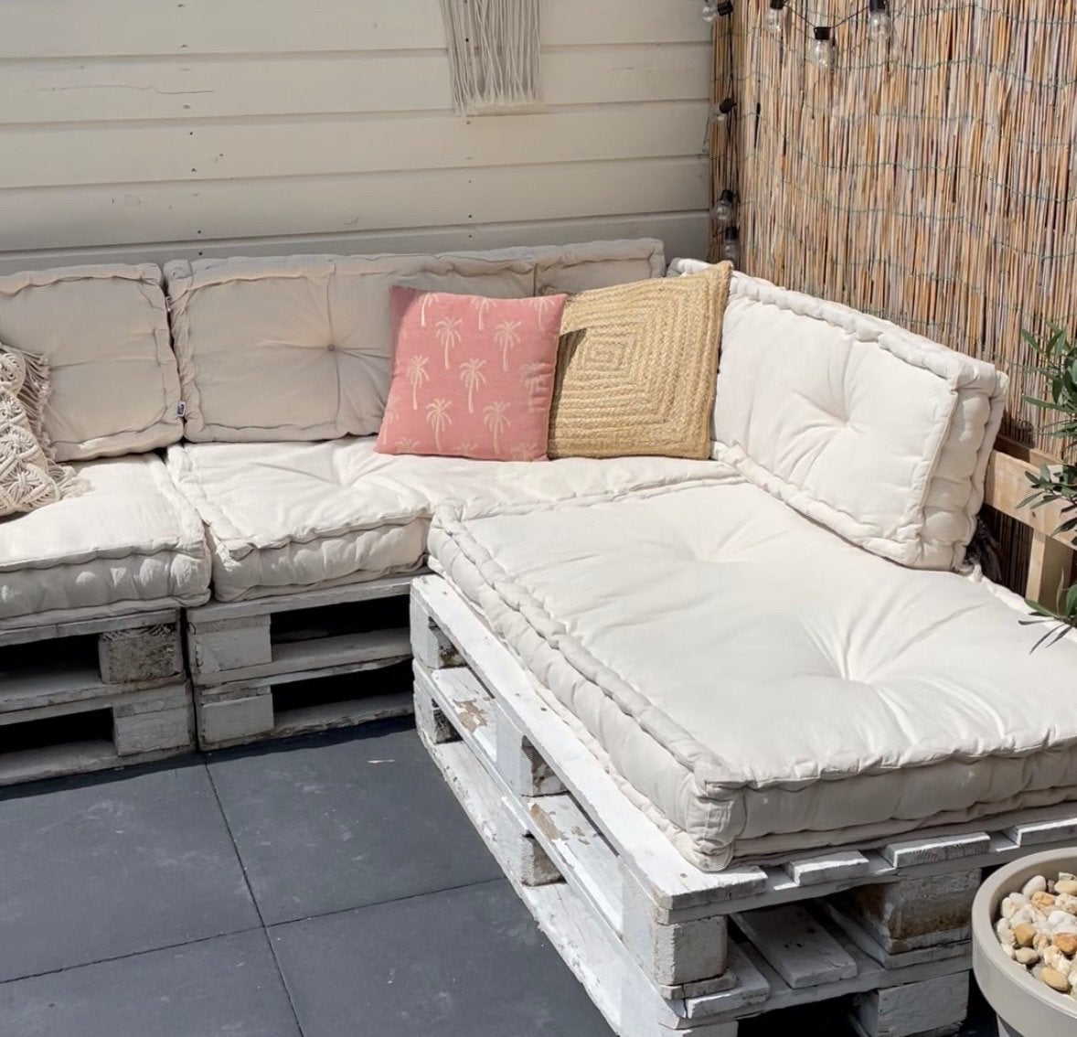 2x Palletkussen set Jason 120x80 cm Karwei (ecru), Ophalen, Gebruikt, Wit, Rechthoekig