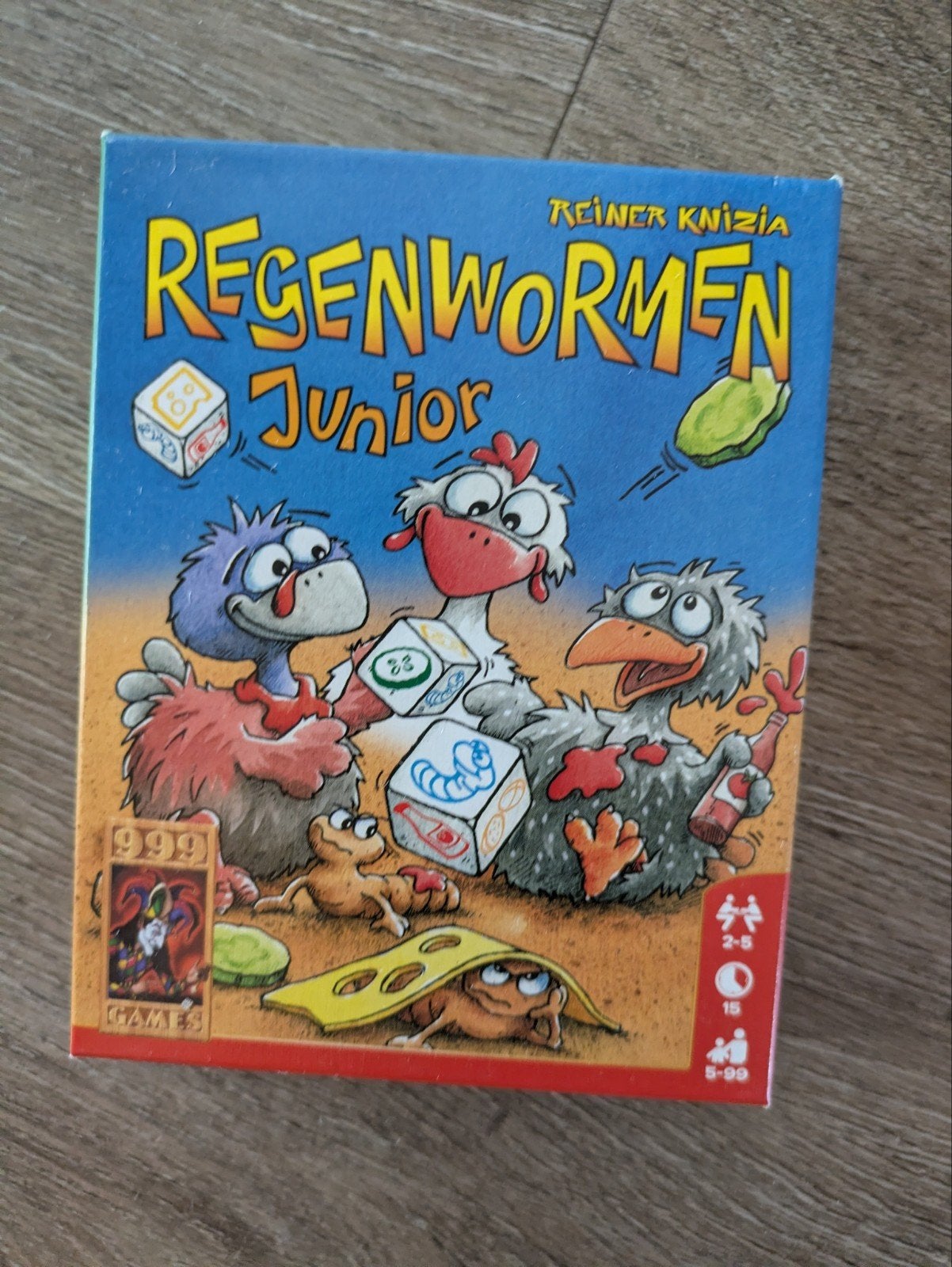 Regenwormen Junior - Leuk dobbelspel voor kinderen, Drie of vier spelers, Ophalen of Verzenden, Zo goed als nieuw, 999 Games