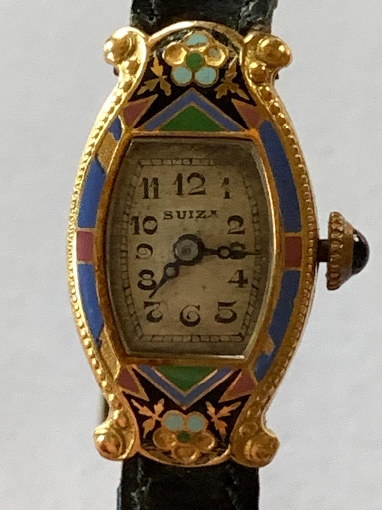 Art Deco dames horloge 1920-1930 Suiza, Antiek en Kunst, Ophalen, Goud