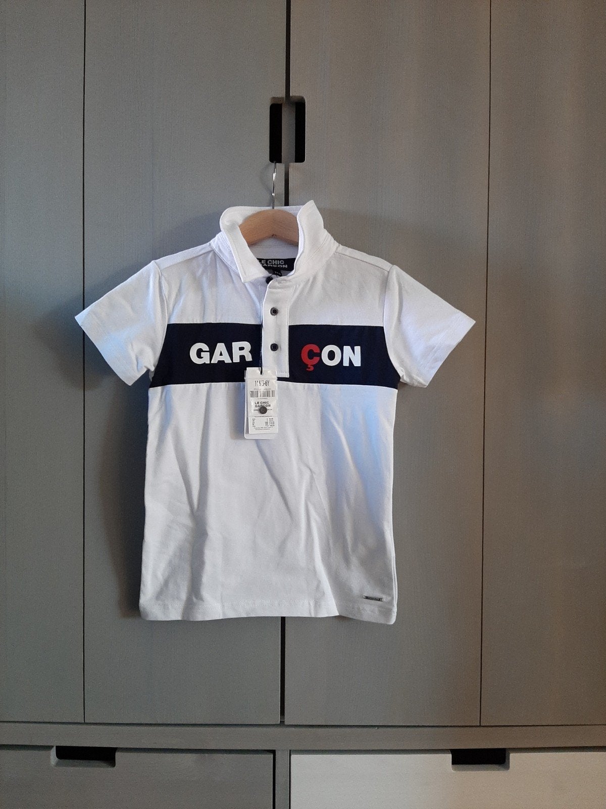 Le Chic Garcon polo shirt wit poloshirt maat 116 Nieuw!, Ophalen of Verzenden, Nieuw, Jongen, Shirt of Longsleeve