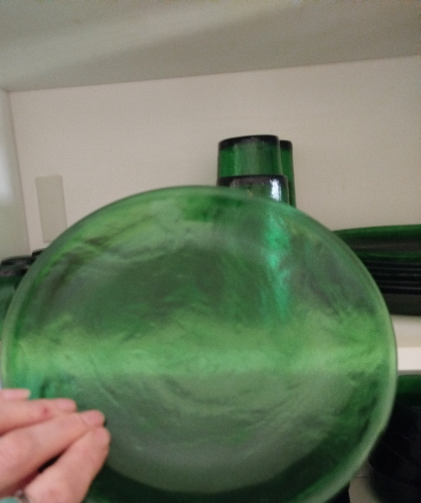 Vintage groen glas servies set, Ophalen