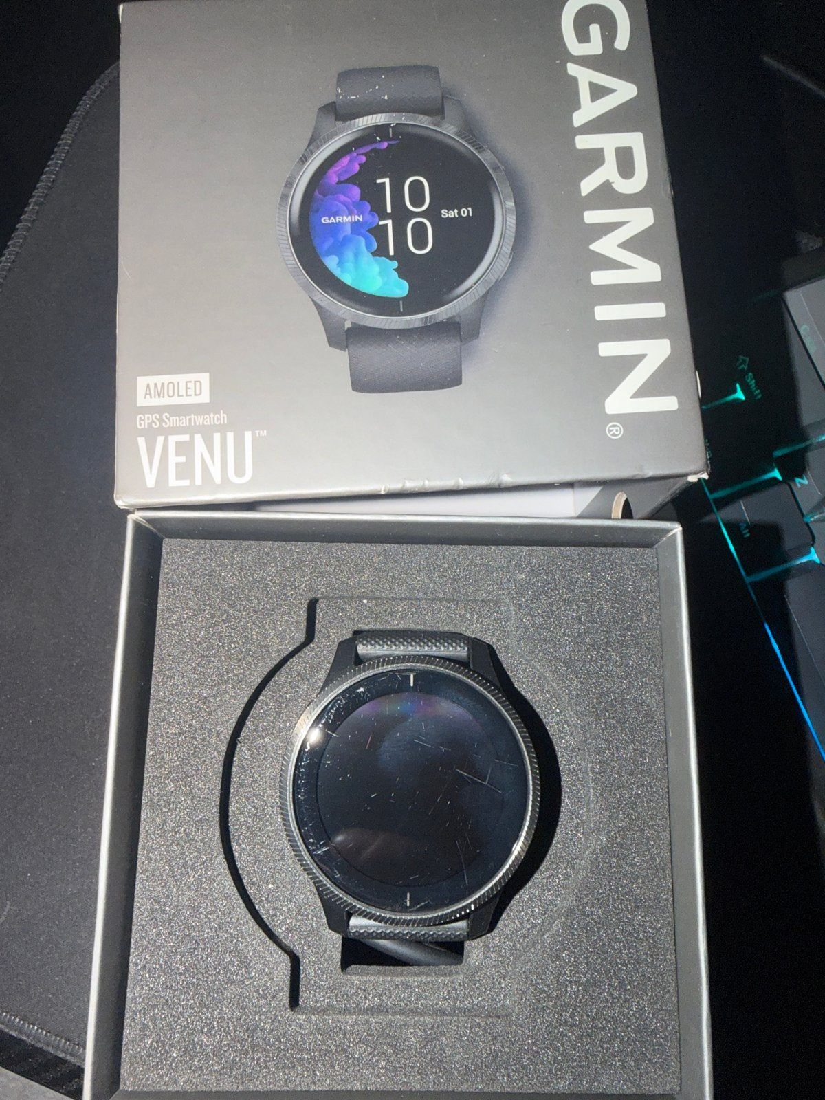 Garmin Venu AMOLED GPS Smartwatch Zwart, Ophalen of Verzenden, GPS, Gebruikt, Zwart