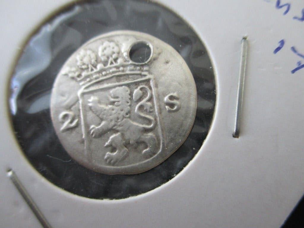 Dubbele wapenstuiver Hollandia 1744, Vóór koninkrijk, Zilver, Losse munt, Overige waardes