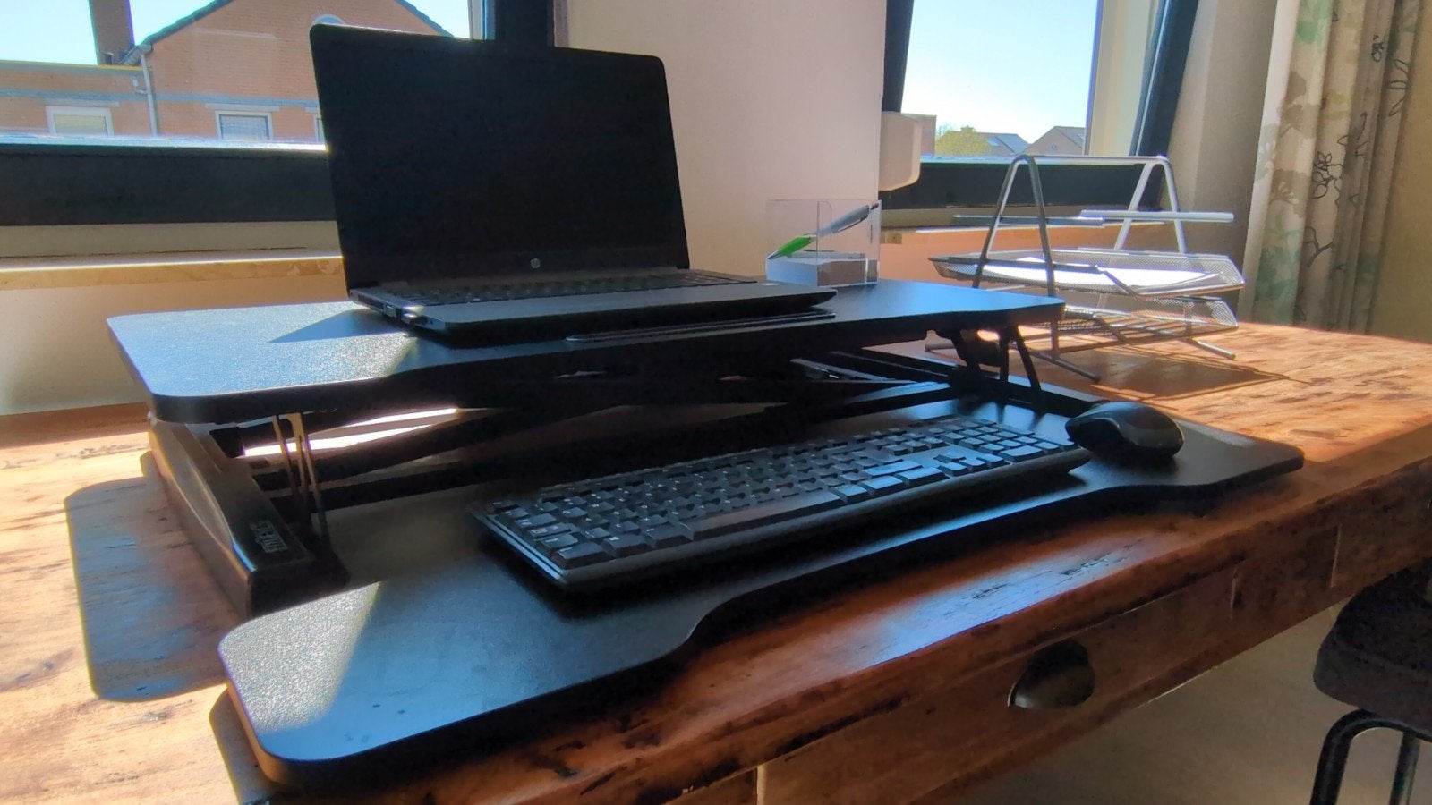 In hoogte verstelbaar bureau opzetstuk - Fitueyes, Ophalen, Zwart, Gebruikt, In hoogte verstelbaar