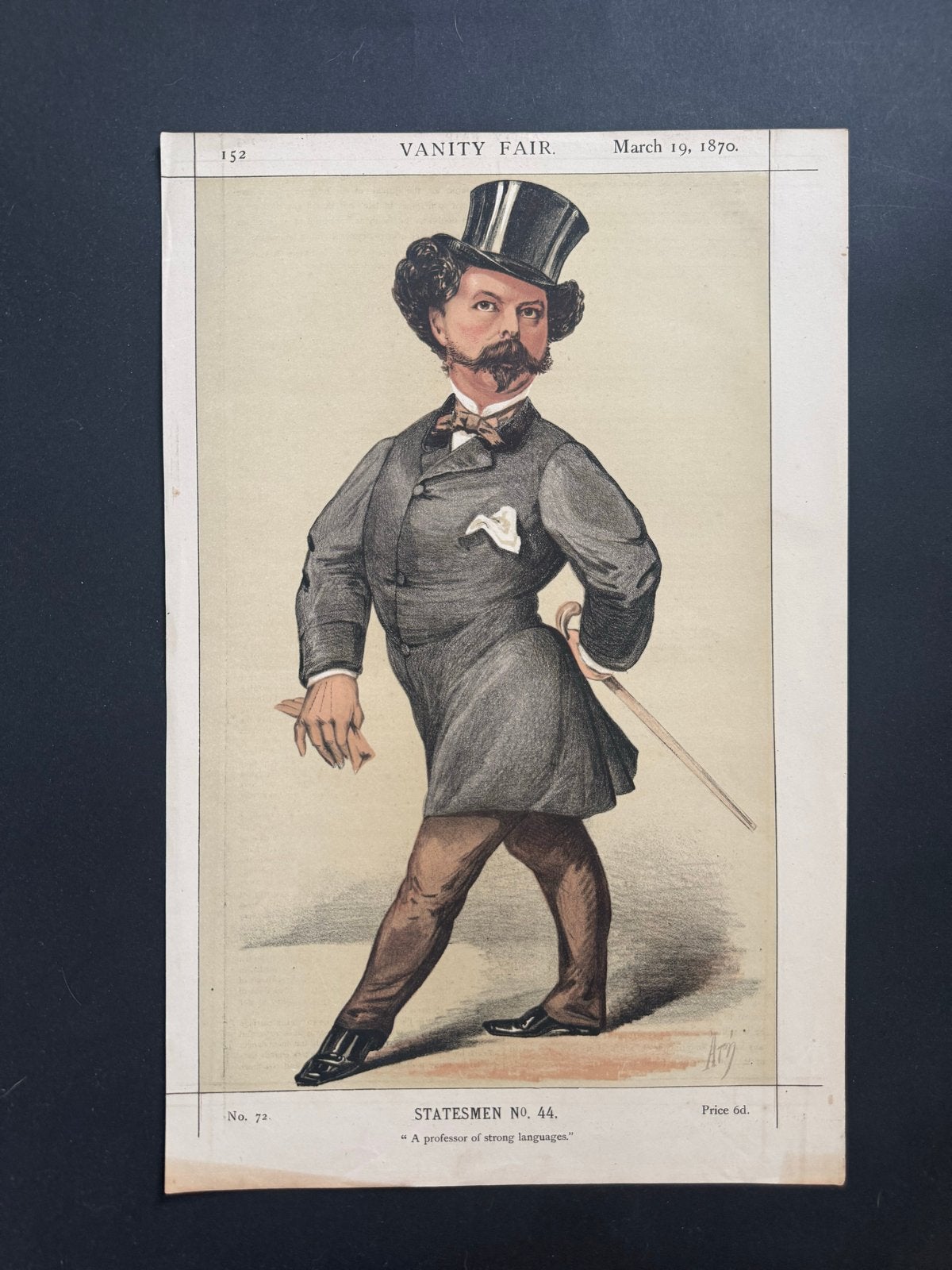 Vanity Fair Karikatuur 1870 - Statesmen No. 44 Lithografie, Antiek en Kunst, Kunst | Litho's en Zeefdrukken, Lithografie, Origineel