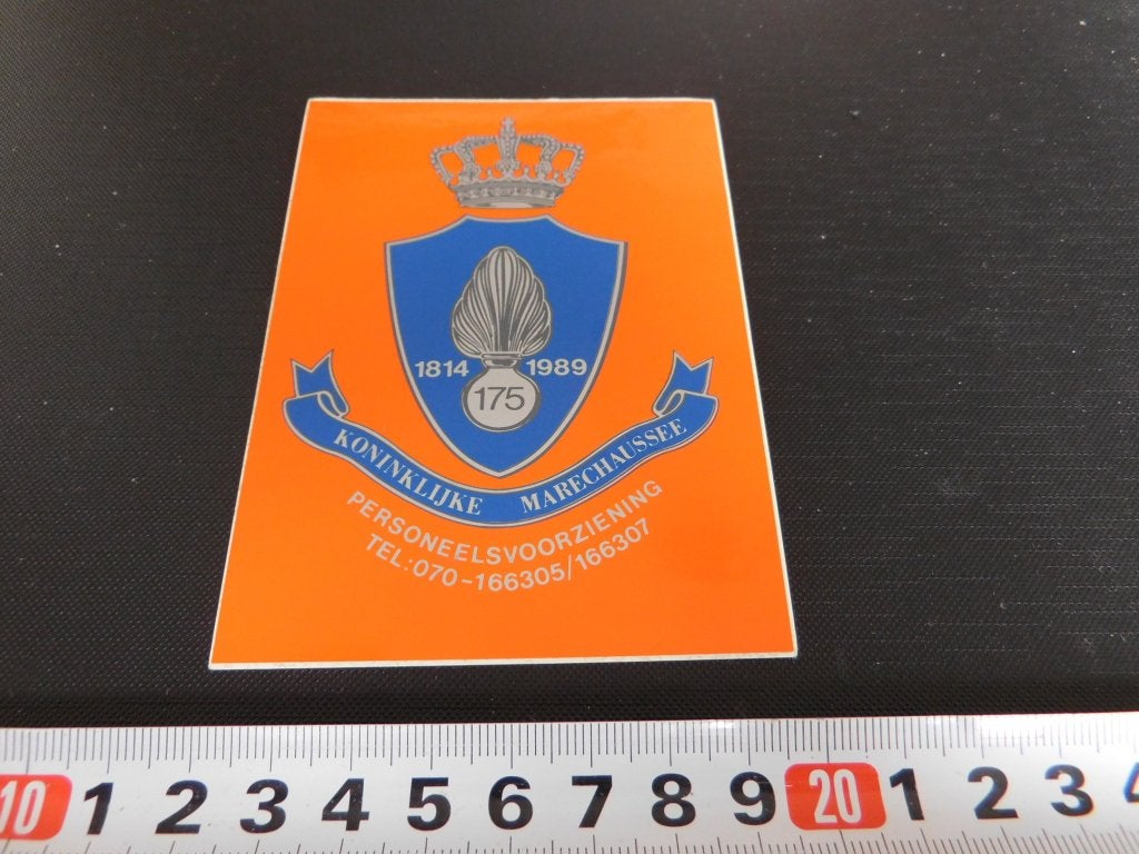 sticker Politie Leger KMAR Marechaussee 1814-1989 175 jaar*, Ophalen, Zo goed als nieuw