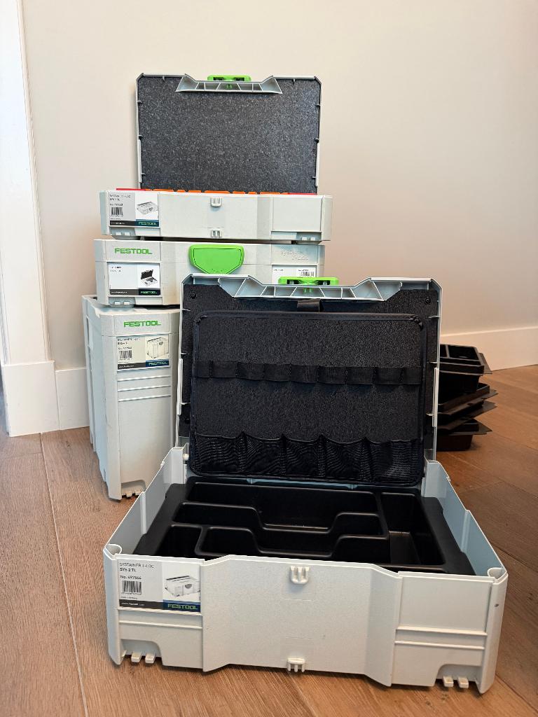 Festool systainers T-LOC SYS 1 BOX, T-LOC 1, 2, 4 en inlays, Ophalen, Gebruikt