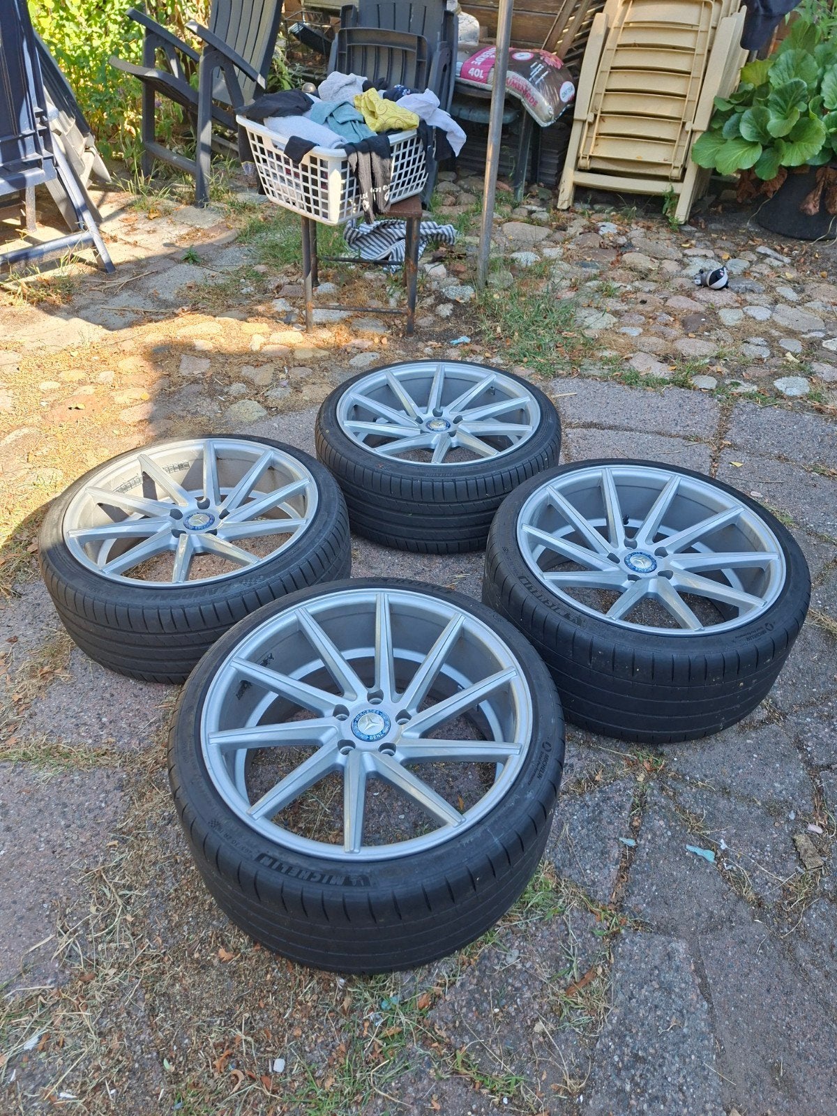 19 inch vossen replica 5x112 breedset, 19 inch, Gebruikt, 265 mm, Banden en Velgen