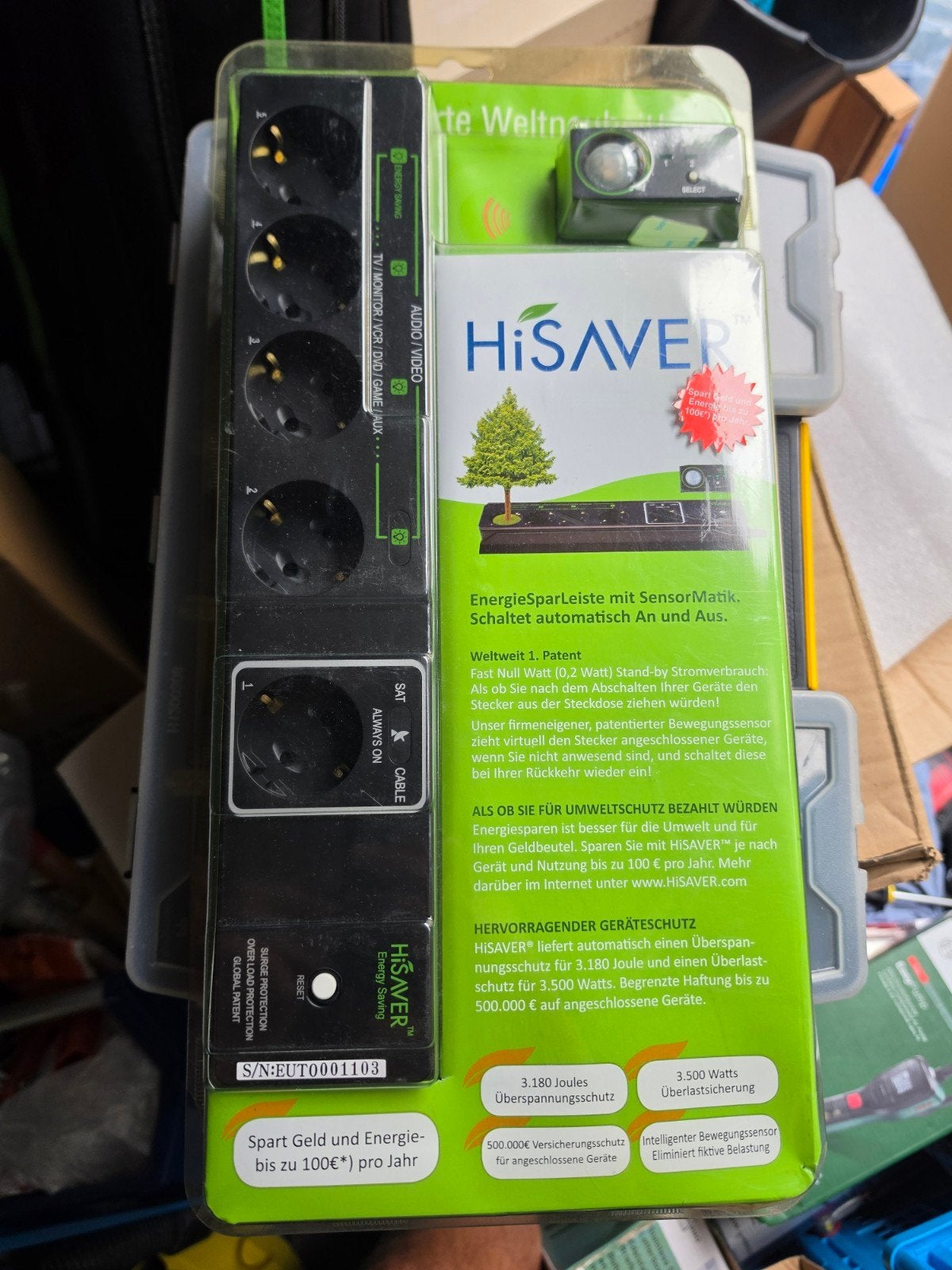 HiSAVER SWE-103E Energiebesparend Stekkerblok Motion Sensor, Ophalen of Verzenden, Nieuw, 2 tot 5 meter, Overige kabels
