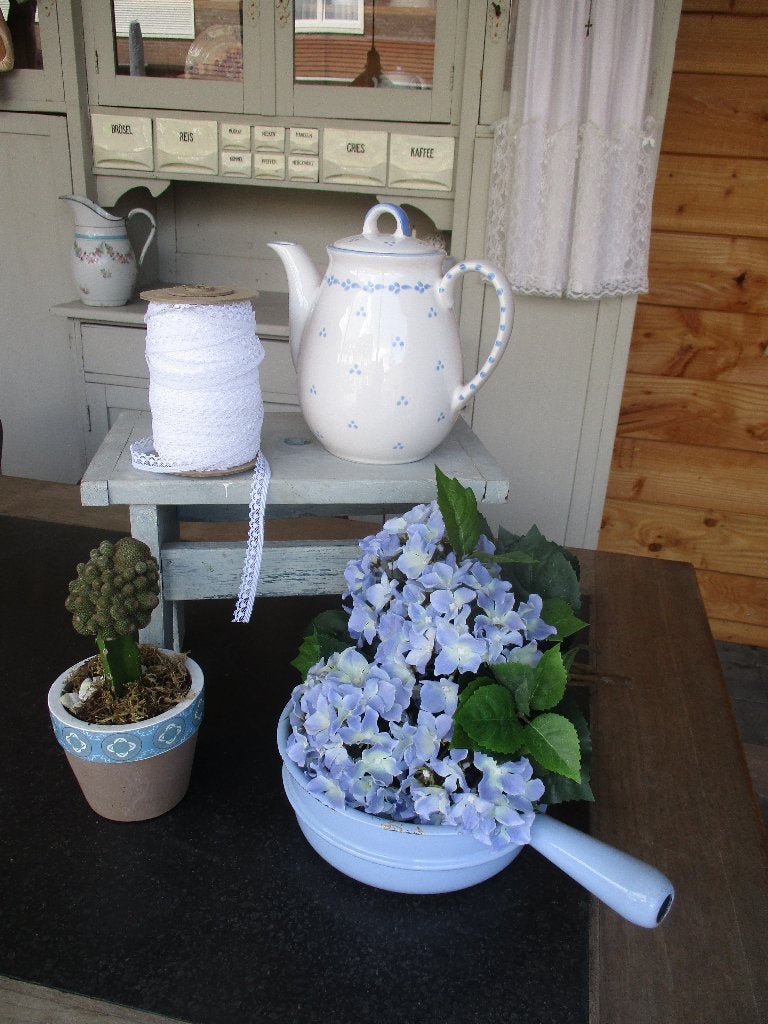 emaille brocante steelpan licht blauw, Ophalen of Verzenden