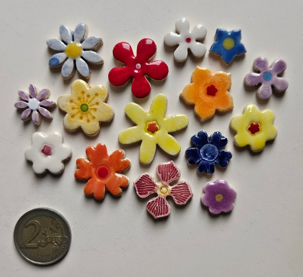 Mozaïek steentjes handgemaakte keramiek bloemetjes, G2, Verzenden, Handgemaakt, Nieuw, Meerkleurig