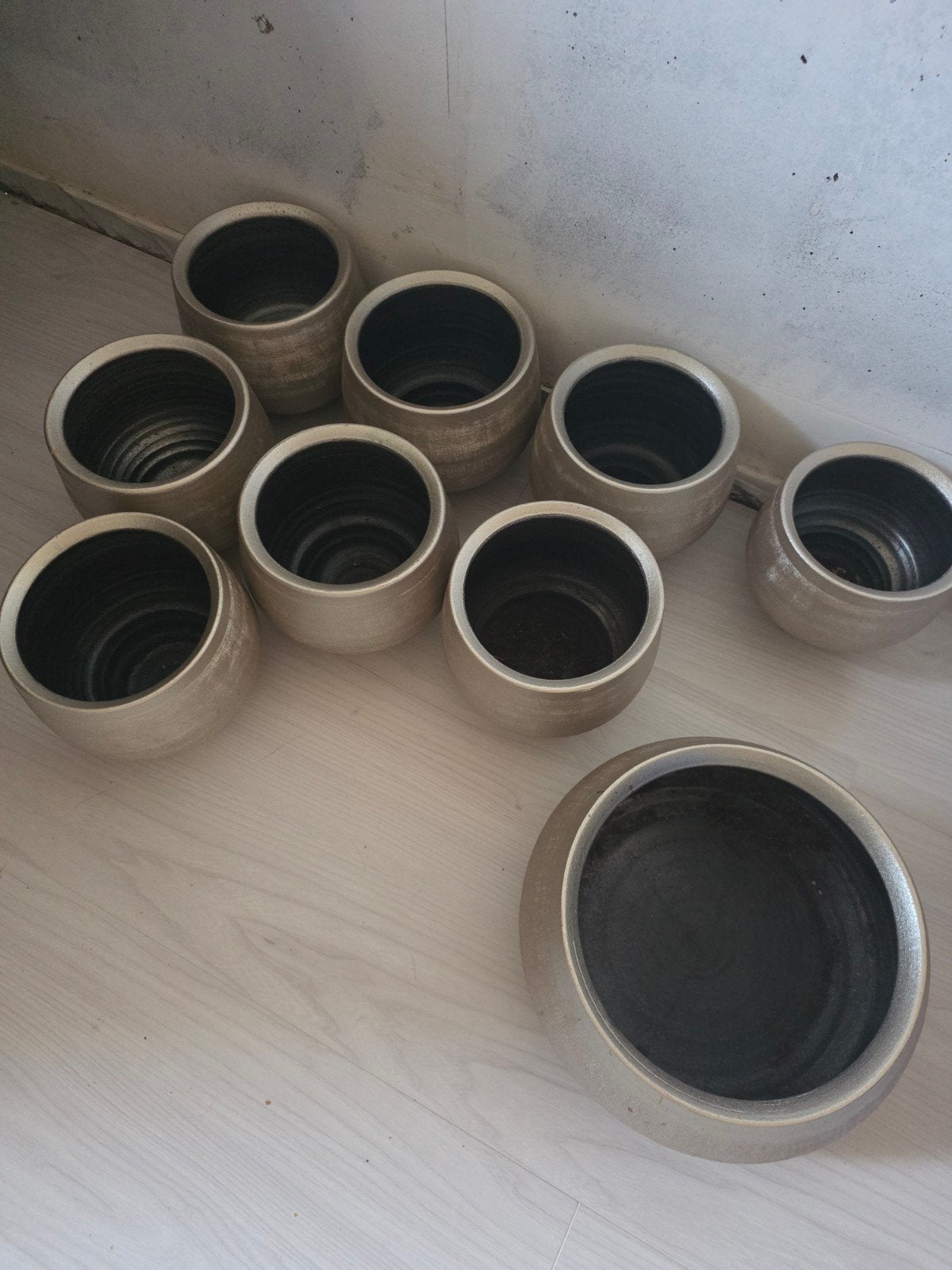 Set van 9 Mica Decorations bloempotten, goudkleurig, Ophalen, Rond, Binnen, Zo goed als nieuw