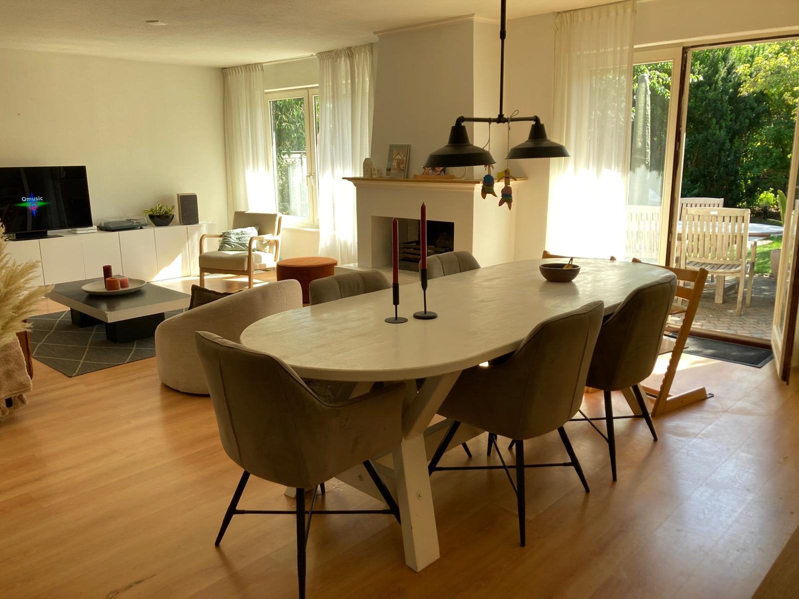 Robuuste massief houten Eettafel binnen 260cm, Ophalen, Gebruikt, 200 cm of meer, 50 tot 100 cm