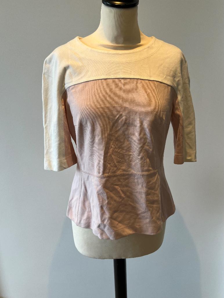 ZGAN roze wit Vanilia peplum top blouse shirt M 38 3/4 mouw, Kleding | Dames, Maat 38/40 (M), Vanilia, Ophalen of Verzenden, Zo goed als nieuw