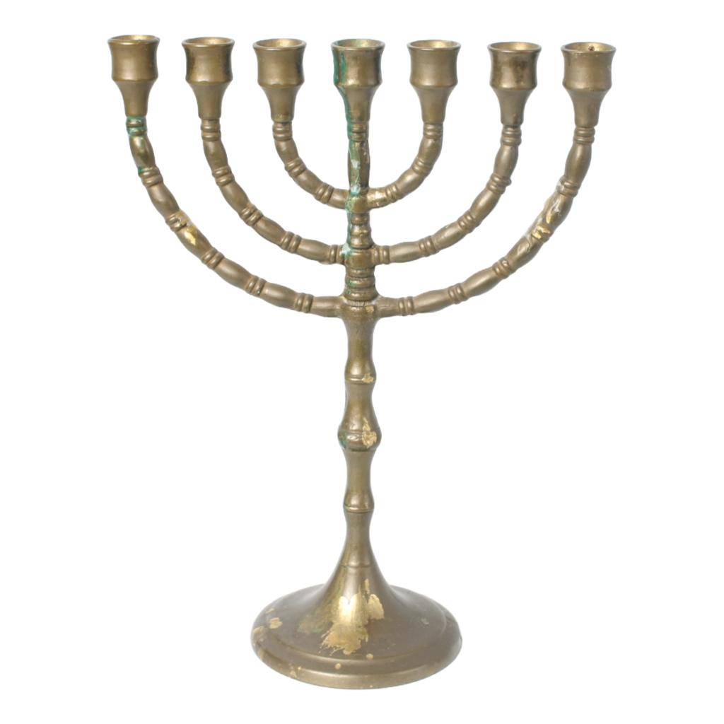 Vintage messing menora – 7-armig – Israël – ca. 1950, Antiek en Kunst, Antiek | Religie, Ophalen of Verzenden