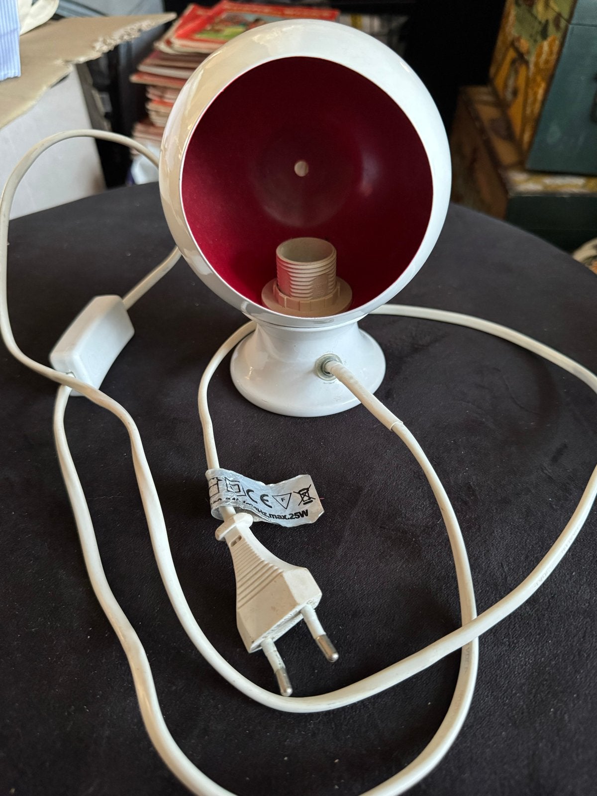 Vintage Space Age Tafellamp Wit/Rood - Mushroom Lamp, Ophalen of Verzenden