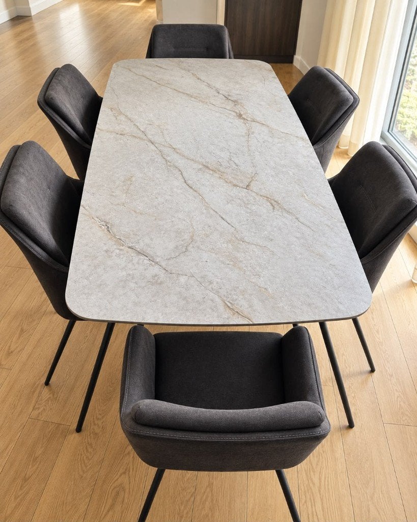 Dining Table with set of 6 Swivel Chairs (Price Negotiable), Huis en Inrichting, Ophalen, Overige materialen, 50 tot 100 cm, Zo goed als nieuw