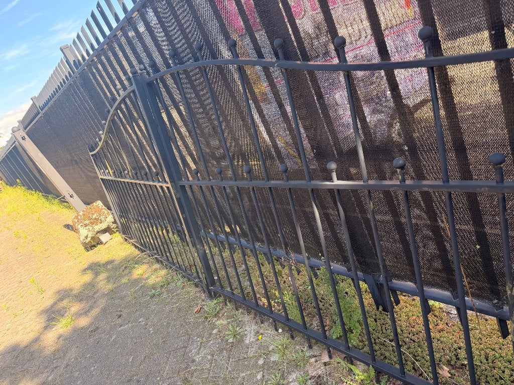 IJzeren sierhekwerk  zwart - 5meter breed  (2delen), Tuin en Terras, Tuinhekken en Hekwerk, Ophalen, Gebruikt, IJzer, Sierhekwerk