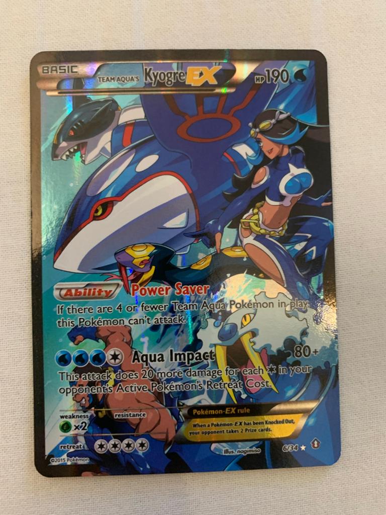 Team Aqua's Kyogre EX 06/34, Ophalen, Zo goed als nieuw, Losse kaart, Foil