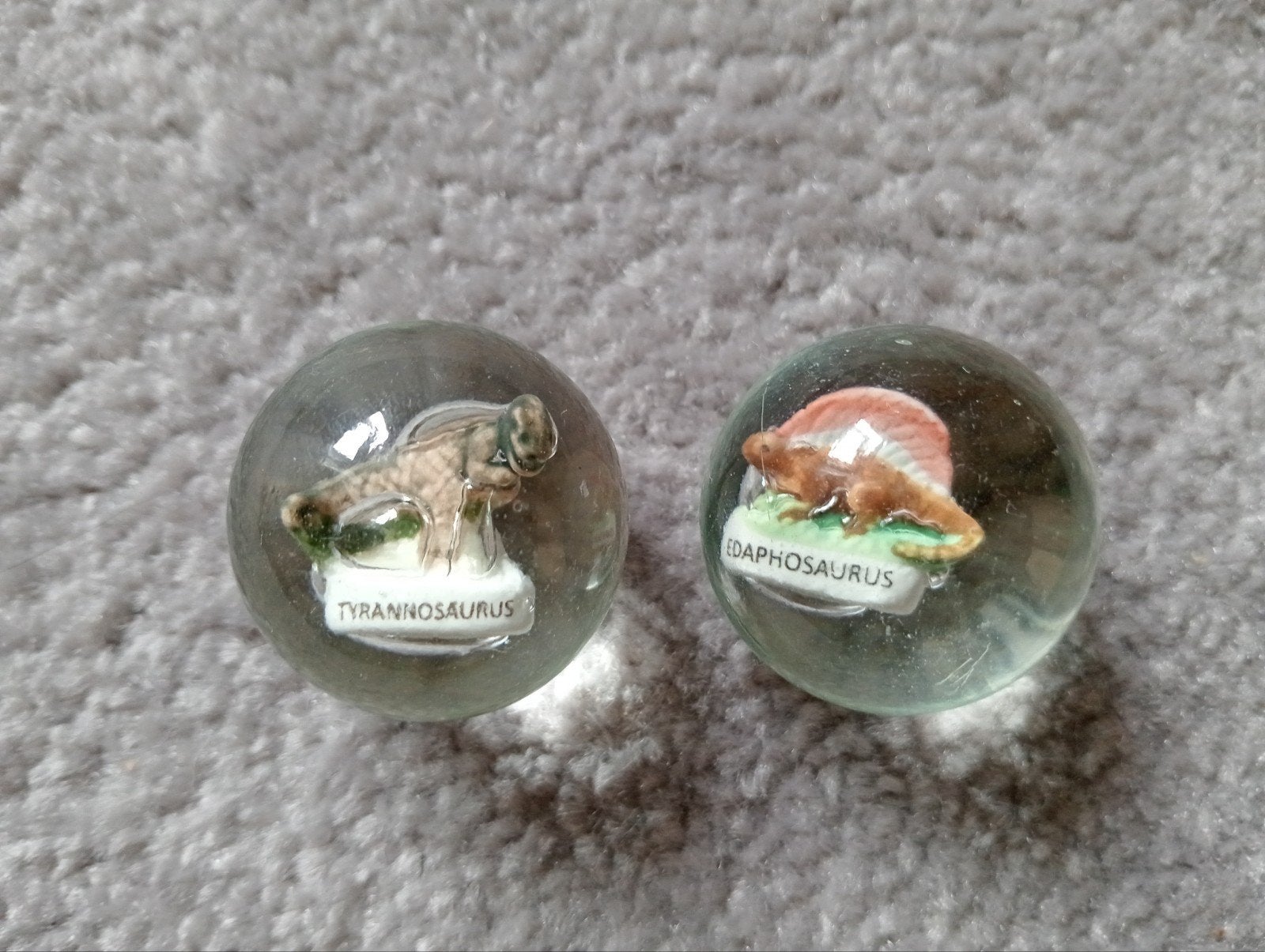 Dinosaurus knikkers - T-Rex en Edaphosaurus, Verzamelen, Ophalen of Verzenden, Gebruikt