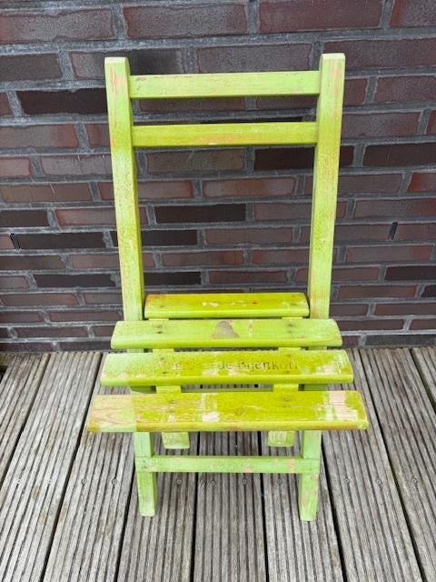 Inklapbare groene bistrostoel van De Bijenkorf, Tuin en Terras, Tuinstoelen, Gebruikt, Hout, Inklapbaar, Ophalen