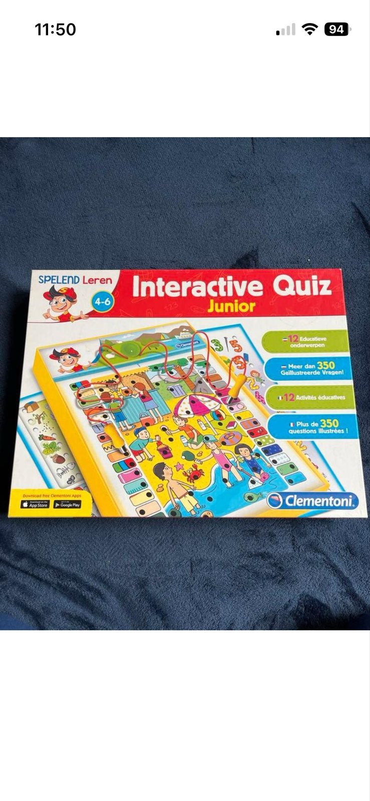 Clementoni Interactieve Quiz Junior (4-6 jaar), Ophalen of Verzenden, Zo goed als nieuw, Puzzelen, Met licht