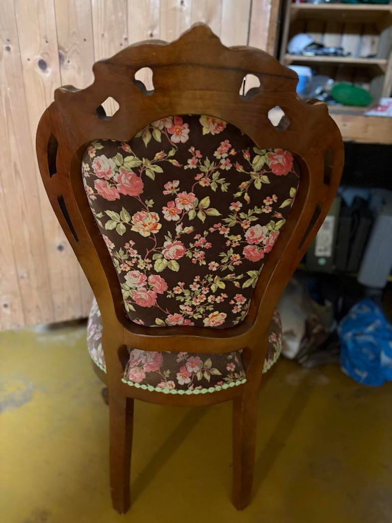 Brocante stoel met bloemenmotief, Antiek en Kunst, Ophalen of Verzenden