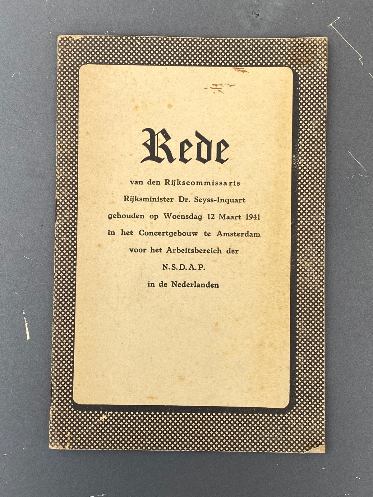 Rede Seyss-Inquart 1941 met voorblad!, Ophalen of Verzenden, Duitsland