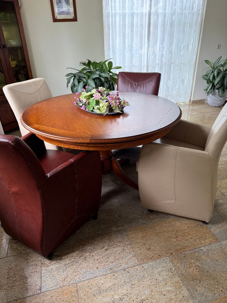 ronde eettafel met 6 stoelen, Huis en Inrichting, Ophalen, Zo goed als nieuw