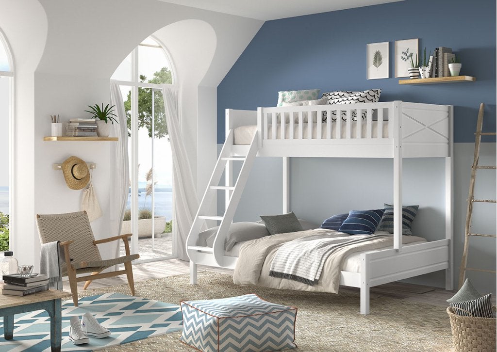 Scott 3-persoons stapelbed - 90x200 / 140x200 - Wit, Huis en Inrichting, Niet ingevuld, Niet ingevuld, Niet ingevuld