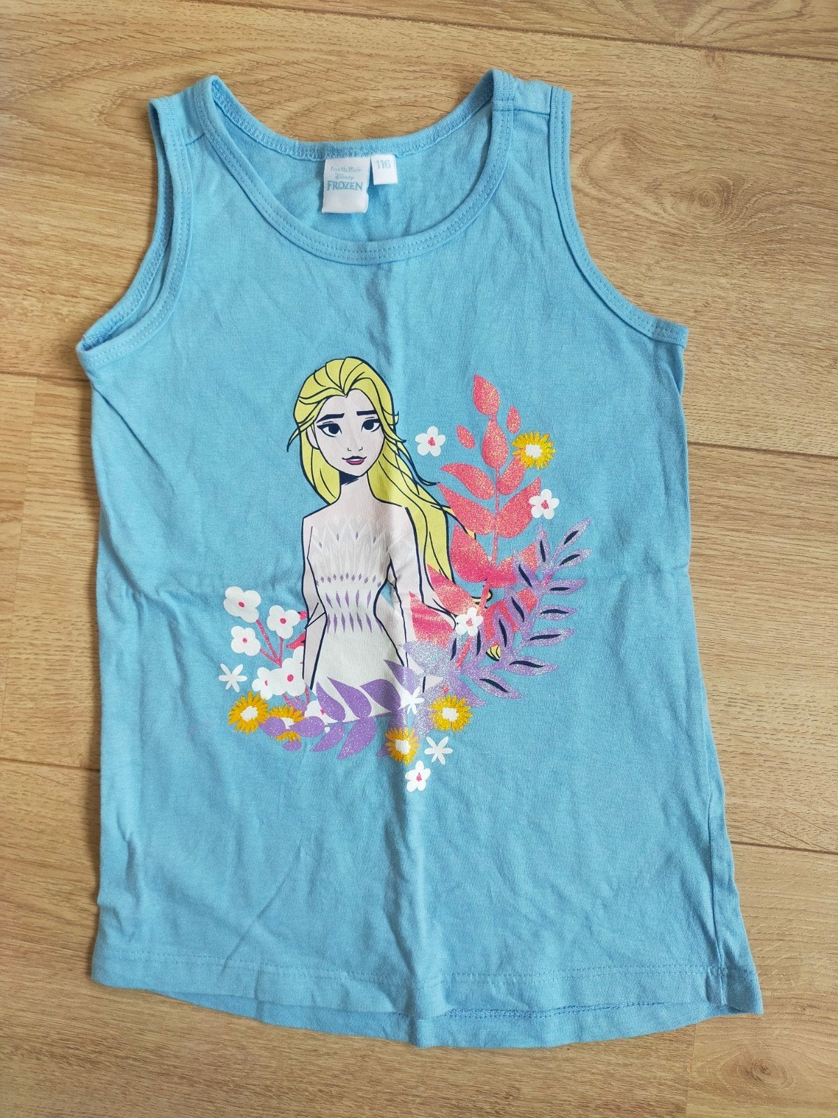 Zgan! Mooi blauw singlet met Elsa van Frozen! Mt 116, Disney Frozen, Meisje, Ophalen of Verzenden, Zo goed als nieuw