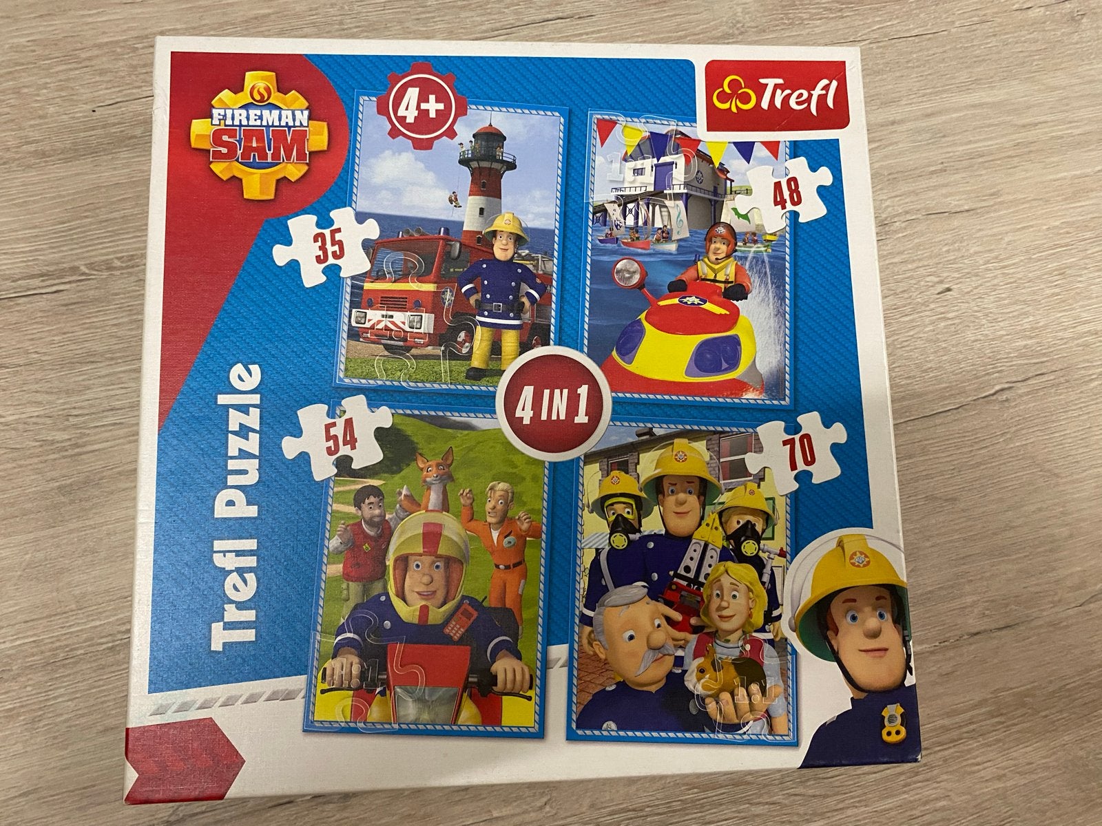 Brandweerman Sam Puzzel 4-in-1, Ophalen of Verzenden, Meer dan 50 stukjes, Zo goed als nieuw, 4 tot 6 jaar