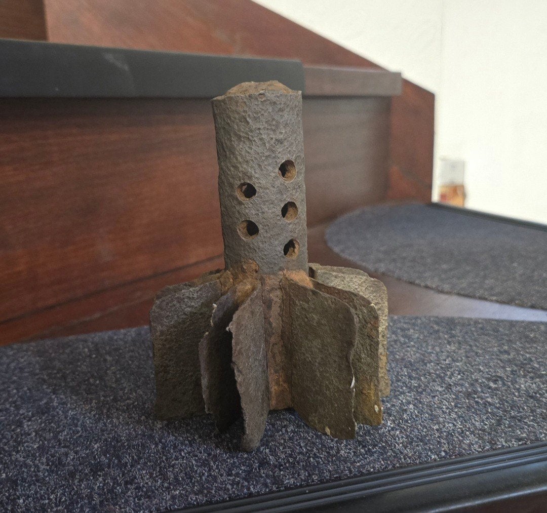 Duitse ww2 mortiergranaat staart onklaar/leeg, Verzamelen, Militaria | Tweede Wereldoorlog, Ophalen of Verzenden, Landmacht, Duitsland