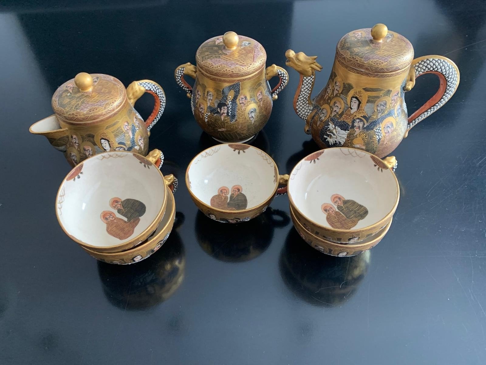 Antiek Satsuma theeservies, Ophalen of Verzenden
