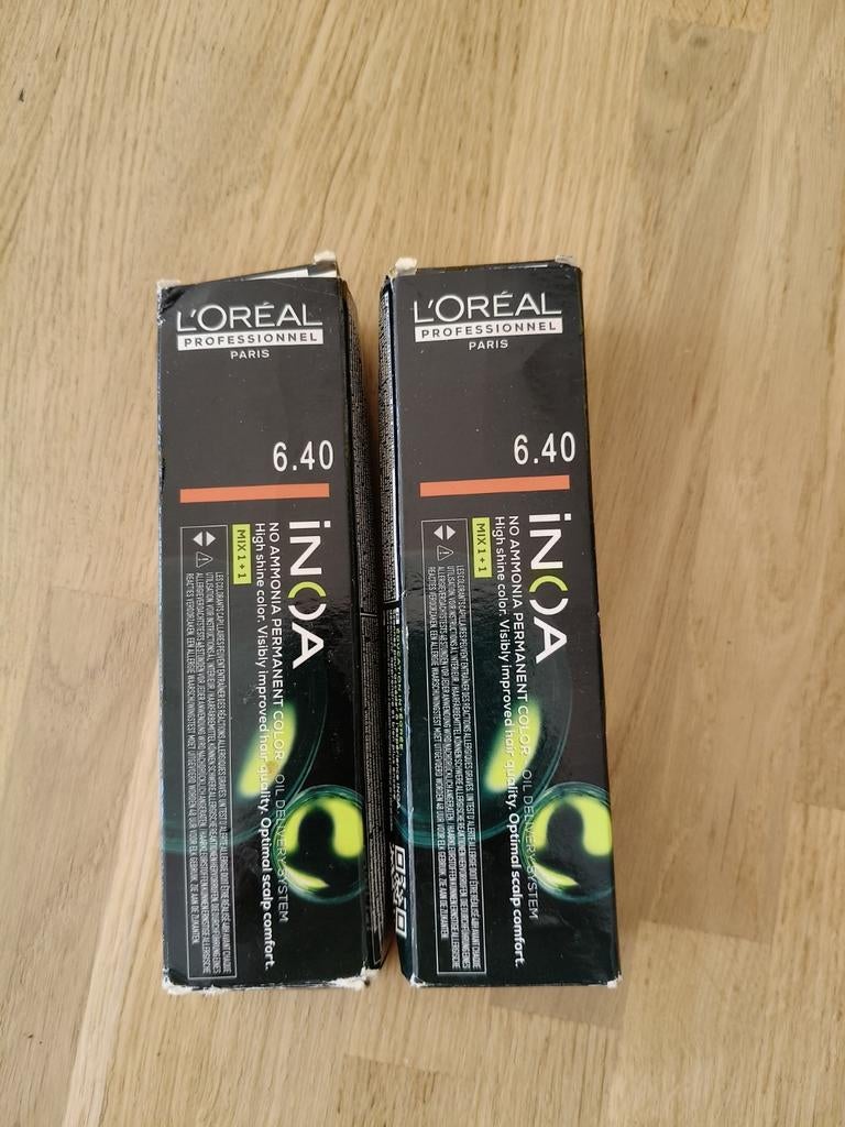 2 tubes Inoa L'Oréal haarverf 6.4, Ophalen of Verzenden, Nieuw, Overige typen