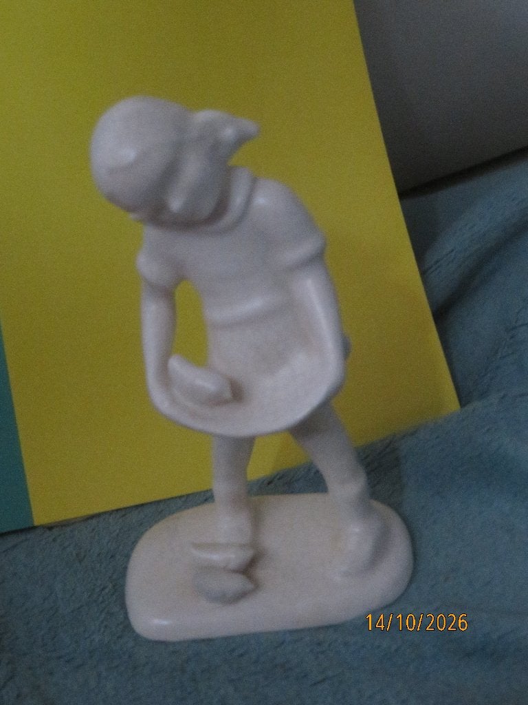 Meisje met vogel 1935. Plateel, Ophalen of Verzenden