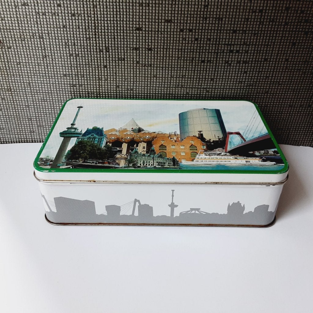 vintage blik verkade 650 jaar rotterdam, Verzamelen, Blikken, Verzenden, Gebruikt, Koek(jes), Verkade