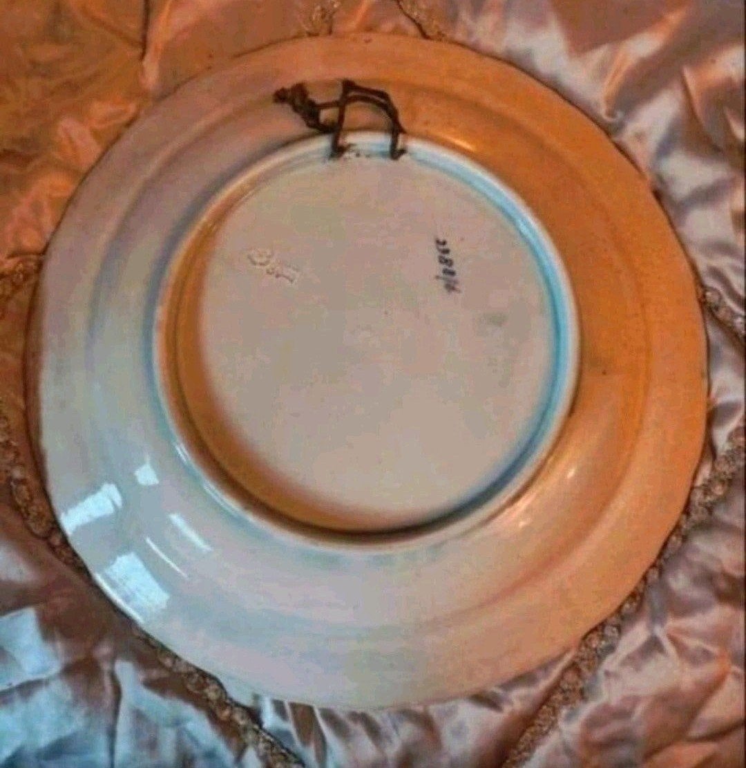 Antiek Wandbord 35 cm Diameter met Zeilboot, Ophalen of Verzenden