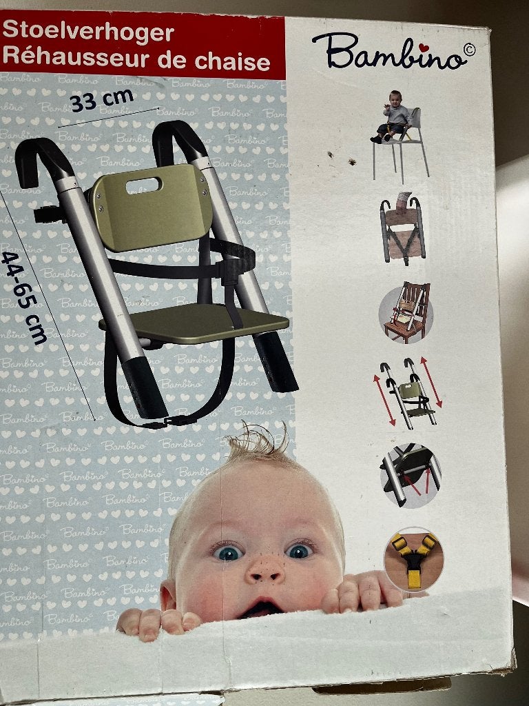 Verstelbaar zitje voor eetkamerstoel - Bambino stoelverhoger, Ophalen, Zo goed als nieuw, Stoel(en)