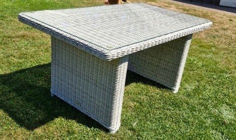 Ibiza XL lounge-diningtafel  wit-grijs, Ophalen, Gebruikt, Rechthoekig, Wicker