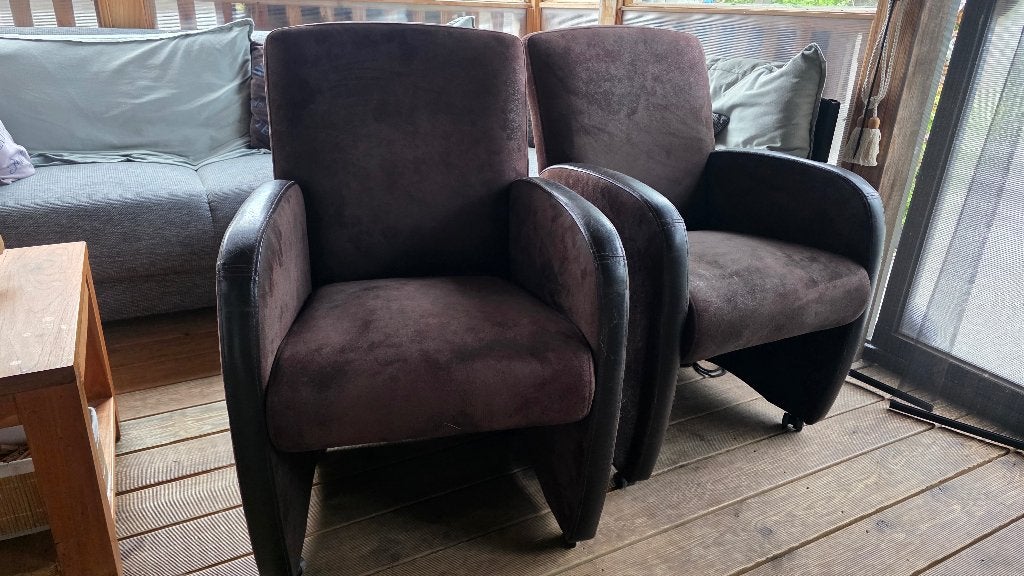2 suede leren stoelen, Ophalen, Gebruikt, Twee, Bruin