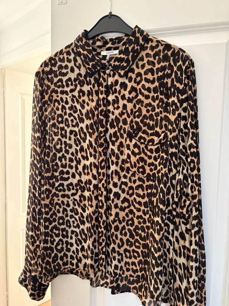 Leopard blouse Ganni, Ophalen of Verzenden, Zo goed als nieuw, Maat 42/44 (L)